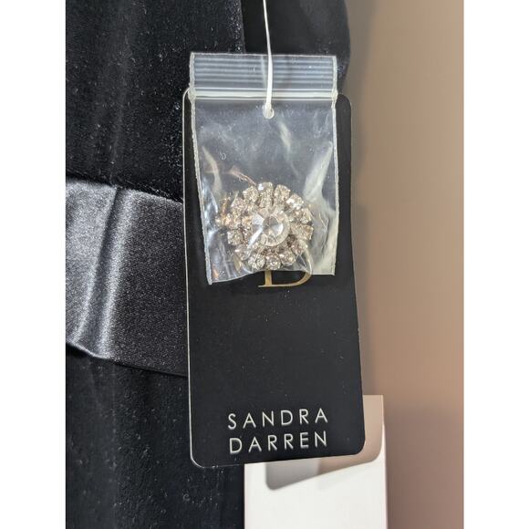 Sandra Darren NWT Black Velvet Satin Rhinestone Tie Cap Sleeve Formal Top  Sz 12 - Picture 8 of 11